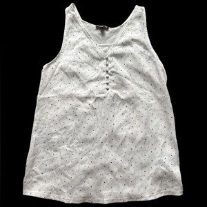 Express Tank Top Womens Size XS Pure White‎ Polka Dot V-Neck Lightweight Buttons